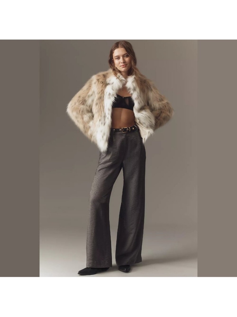 Anthropologie Maeve Shimmer Wide Leg Trousers Licorice Color